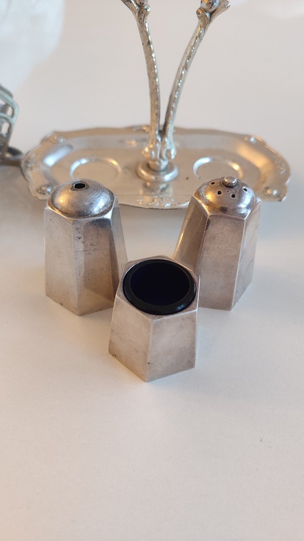 Eski Antika Vintage Gümüş Baharat Takımı - Görsel 2