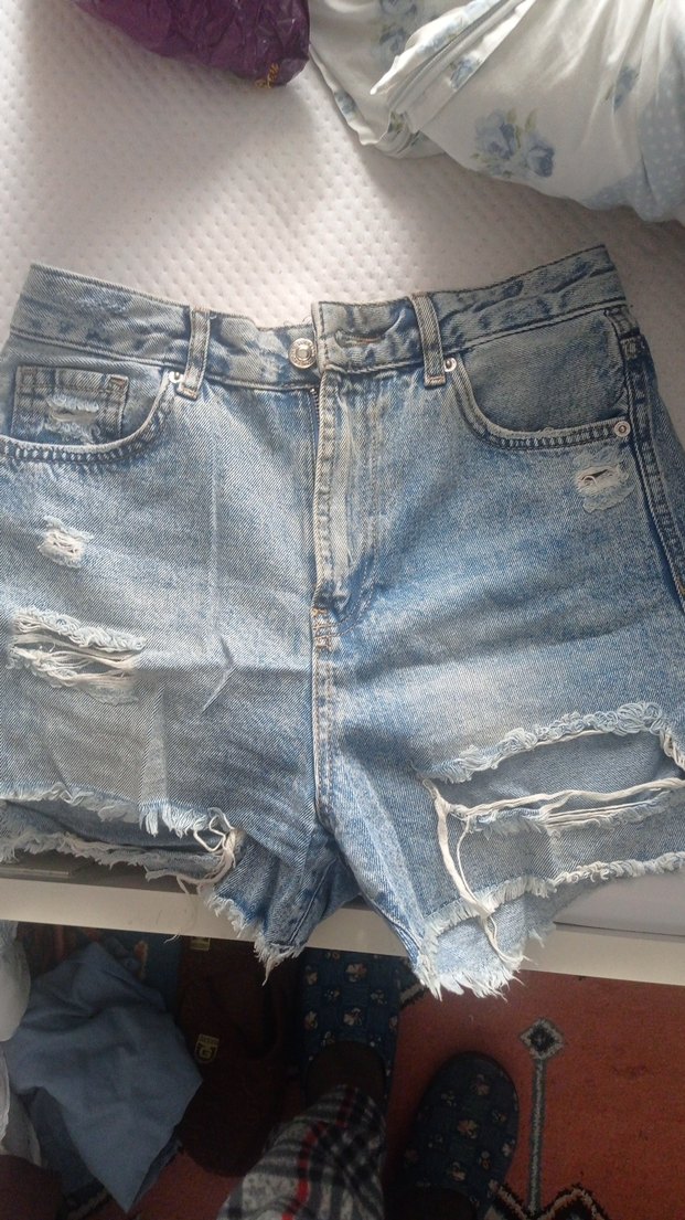 Gevşek Kesim Mini Kadın Kot Şort - Görsel 2