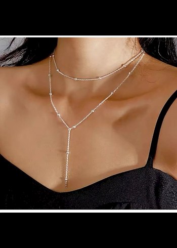 Minimalist Mini Boncuklu gümüş çelik Kolye