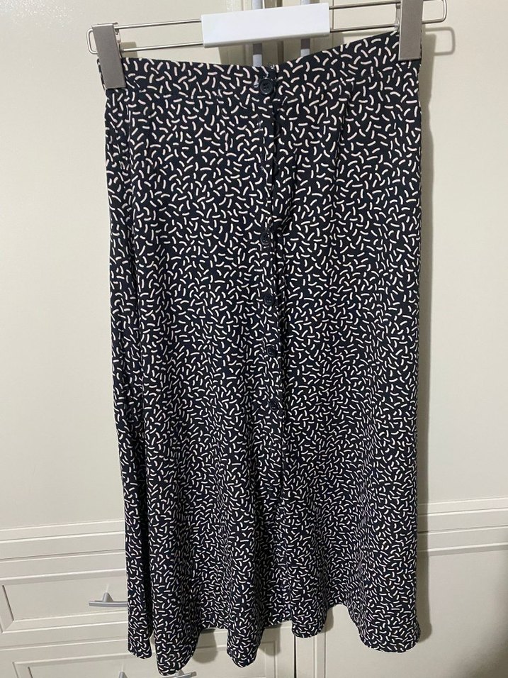 Düğmeli Desenli Gri Hamile Midi Etek - Görsel 2