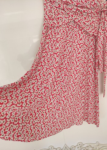 Kırmızı Drapeli Uzun Bohem Midi Etek - Görsel 2