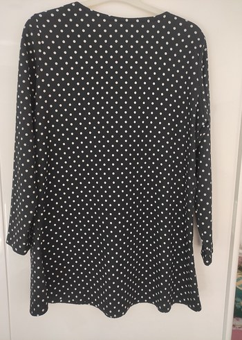 Uzun Kollu Siyah Puantiyeli tunik - Görsel 2