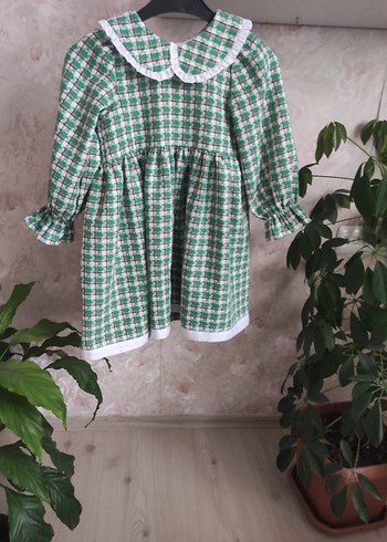 Uzun Kollu Fırfırlı Kız Elbisesi - Görsel 2