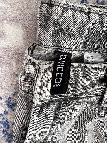 40 Beden H&M wide leg dizi yırtık gri jean