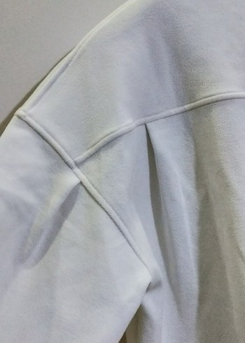 l Beden beyaz Renk Düğmeli Beyaz Erkek dokuma Sweatshirt.