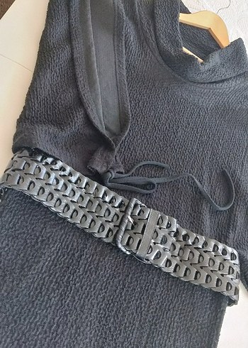 m Beden siyah Renk Siyah Yüksek Yaka Triko Kadın tunik.