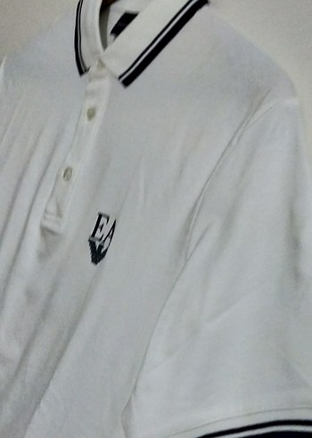 Erkek Beyaz Polo Yaka Düğmeli Tişört - Görsel 3