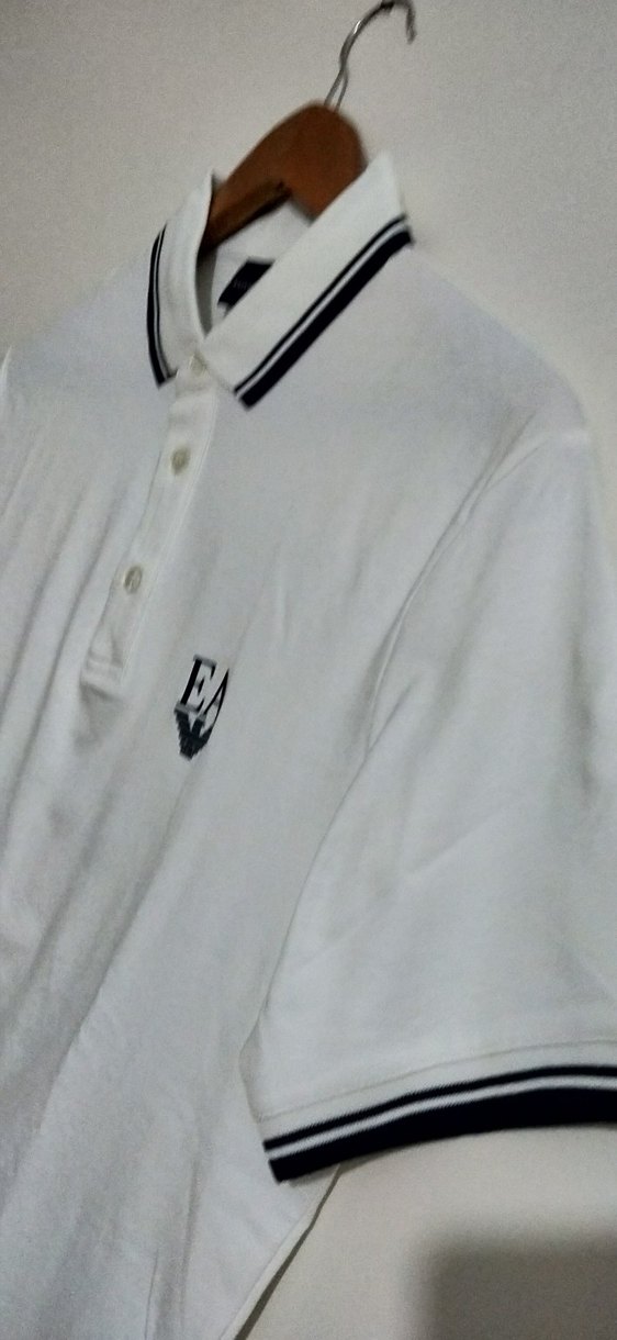 Erkek Beyaz Polo Yaka Düğmeli Tişört - Görsel 3