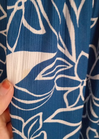 Mavi Çiçek Desenli Uzun Bohem Elbise - Görsel 5