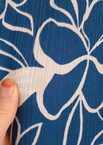 Mavi Çiçek Desenli Uzun Bohem Elbise - Görsel 4