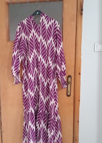 Mor Desenli Uzun Bohem Elbise - Görsel 2