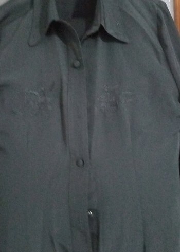 Düğmeli Siyah Kadın Gömlek - Görsel 2