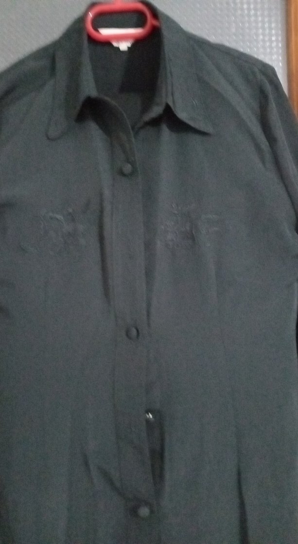 Düğmeli Siyah Kadın Gömlek - Görsel 2