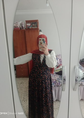 40 Beden Bohem Etnik Desenli Uzun Pamuk Elbise