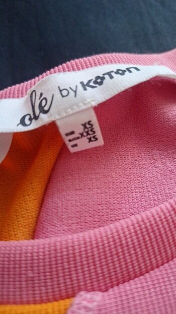 xs Beden koton crop pembe turuncu