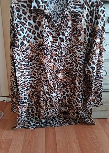 Bohem Leopar Desenli Uzun Kollu gömlek tunik