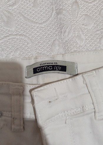 Kadın Beyaz Keten Midi Kumaş Pantolon - Görsel 2