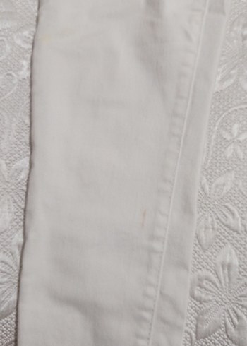 Kadın Beyaz Keten Midi Kumaş Pantolon - Görsel 3