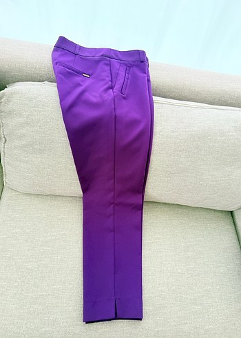 Mor Parlak Pilili Kadın Kumaş Pantolon - Görsel 2