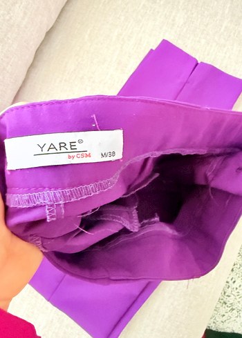 Mor Parlak Pilili Kadın Kumaş Pantolon - Görsel 4