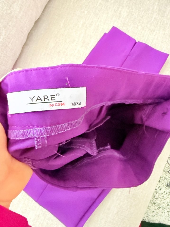 Mor Parlak Pilili Kadın Kumaş Pantolon - Görsel 4