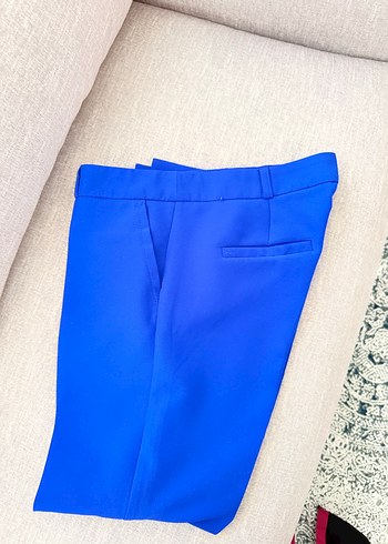 Mavi Kadın Kumaş Pantolon, Normal Boy, Fermuarlı - Görsel 2