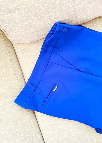 Mavi Kadın Kumaş Pantolon, Normal Boy, Fermuarlı - Görsel 3