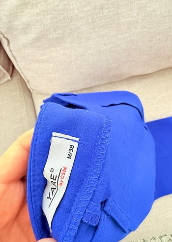 Mavi Kadın Kumaş Pantolon, Normal Boy, Fermuarlı - Görsel 4