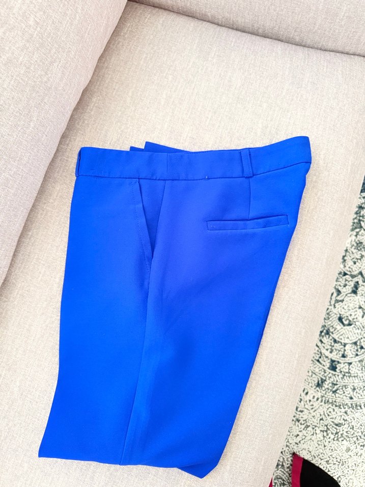 Mavi Kadın Kumaş Pantolon, Normal Boy, Fermuarlı - Görsel 2