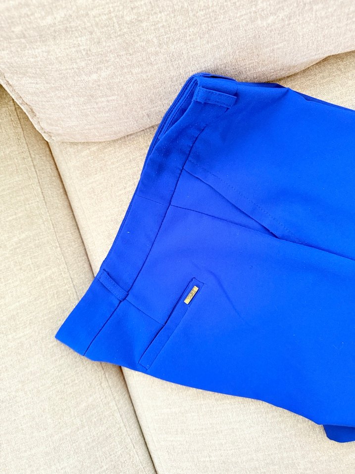 Mavi Kadın Kumaş Pantolon, Normal Boy, Fermuarlı - Görsel 3