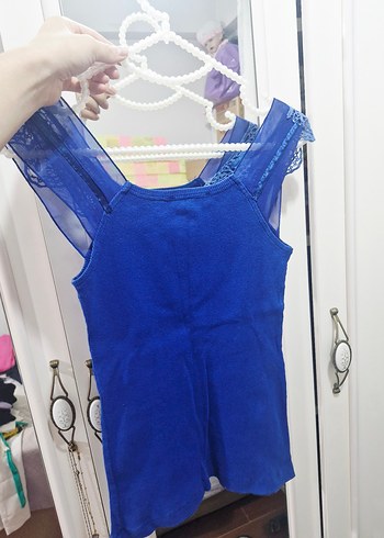 Dantel Detaylı Mavi Bluz - Görsel 3