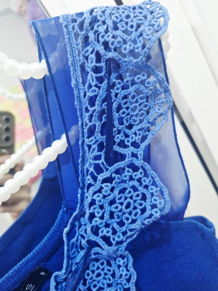 Dantel Detaylı Mavi Bluz - Görsel 4