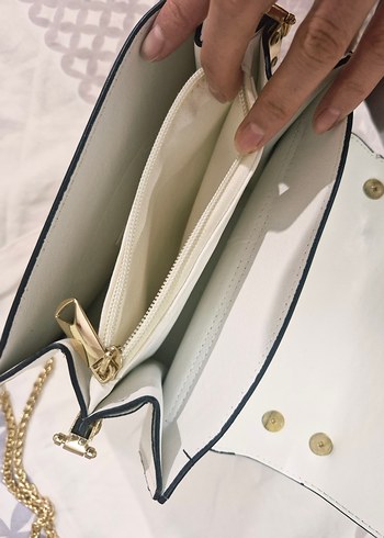 Diger Beyaz Deri Modern Klasik Kadın Çanta - Görsel 5