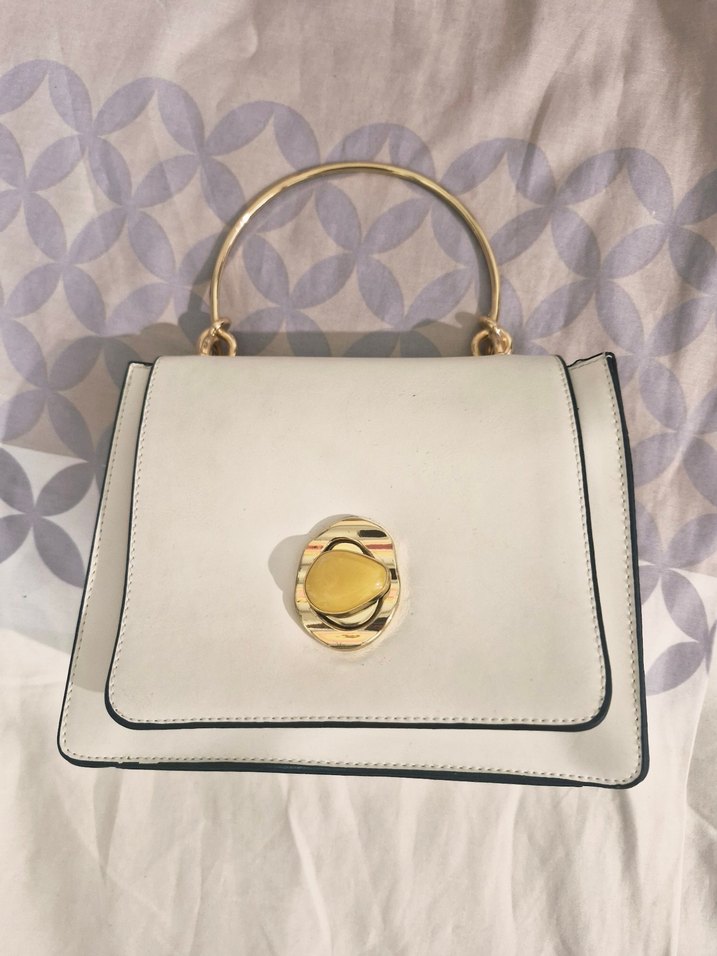 Diger Beyaz Deri Modern Klasik Kadın Çanta - Görsel 2