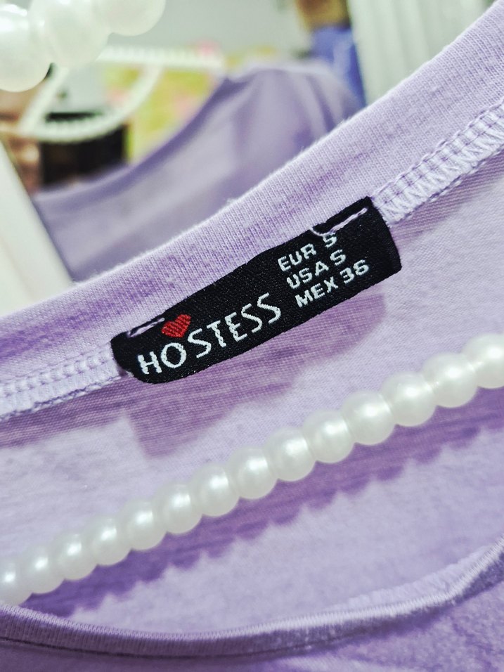 Mor Pamuklu Baskılı Kadın Tişört - Görsel 3