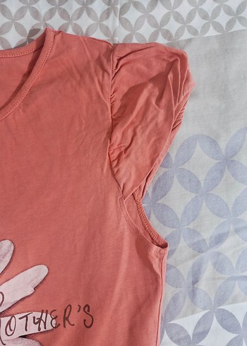 15-16 Yaş Beden pembe Renk Kız Çocuk Pembe Kısa Kollu Tişört