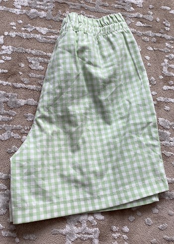 Yeşil Ekose Pamuklu Mini Şort - Görsel 2