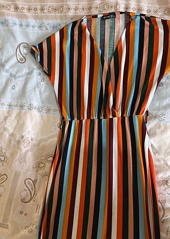 Çok Renkli çizgili elbise - Görsel 2