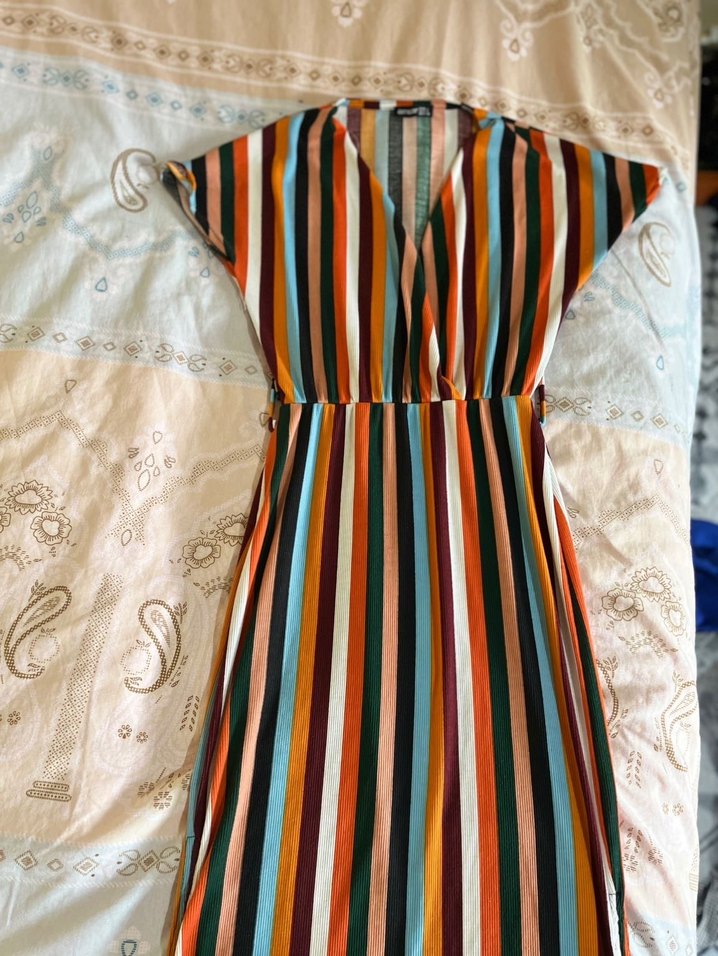 Çok Renkli çizgili elbise - Görsel 3