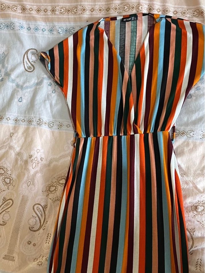 Çok Renkli çizgili elbise - Görsel 2