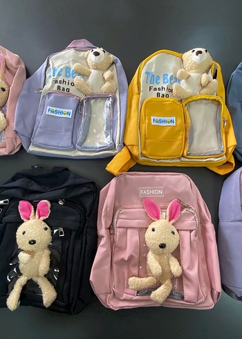 Pembe Pastel Çocuk Okul Çantası Peluş Tavşanlı
