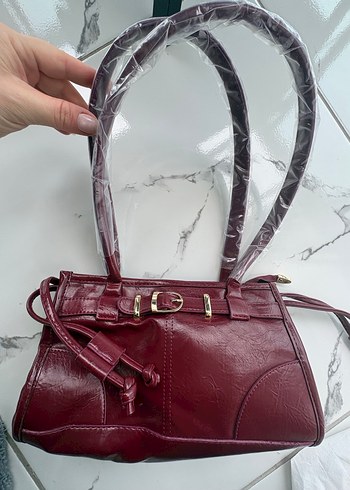 Bordo Parlak Deri Kadın Çanta - Görsel 2