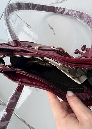 Bordo Parlak Deri Kadın Çanta - Görsel 4