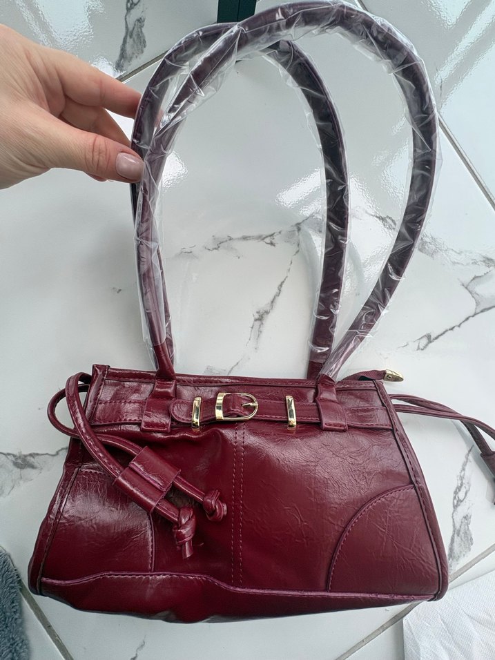 Bordo Parlak Deri Kadın Çanta - Görsel 2