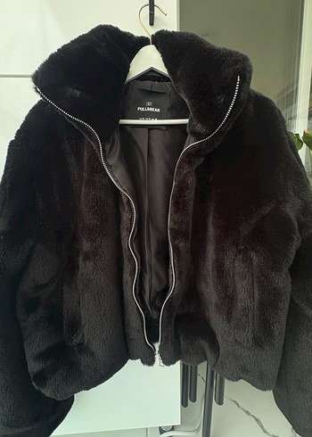 Pull&Bear 38 beden siyah kürk mont - Görsel 4