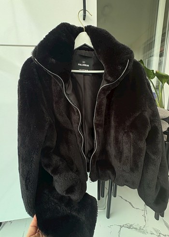 Pull&Bear 38 beden siyah kürk mont - Görsel 3