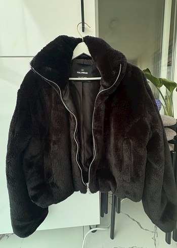 Pull&Bear 38 beden siyah kürk mont - Görsel 2