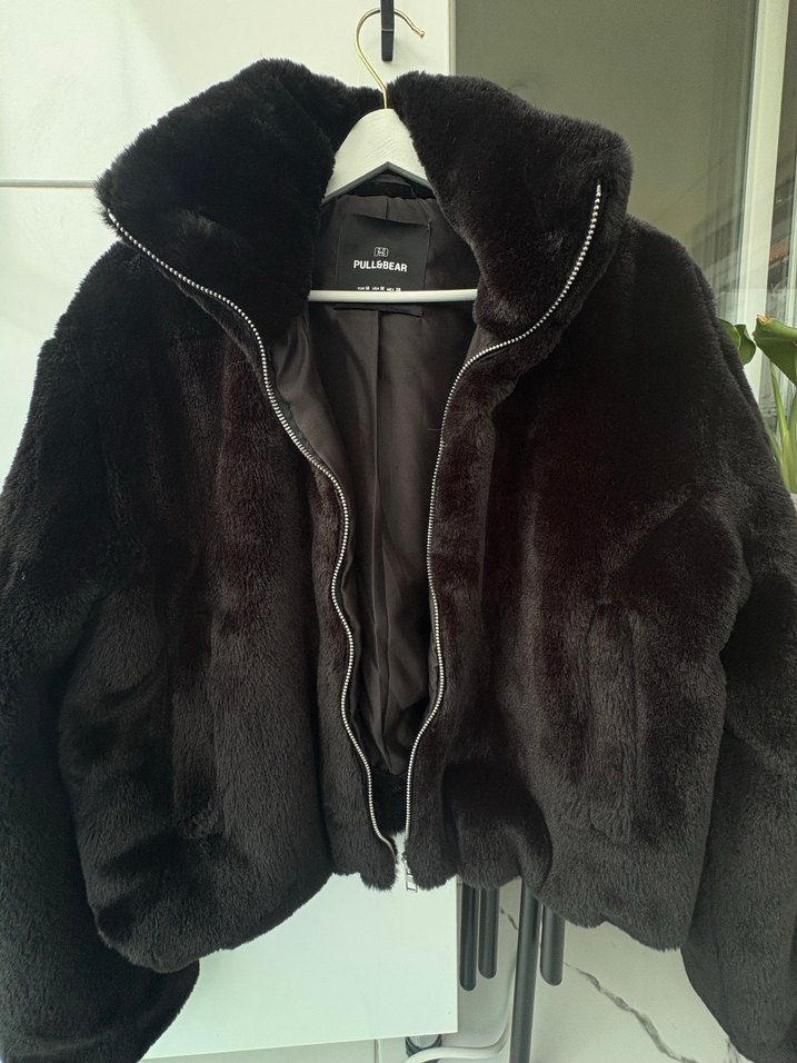 Pull&Bear 38 beden siyah kürk mont - Görsel 4