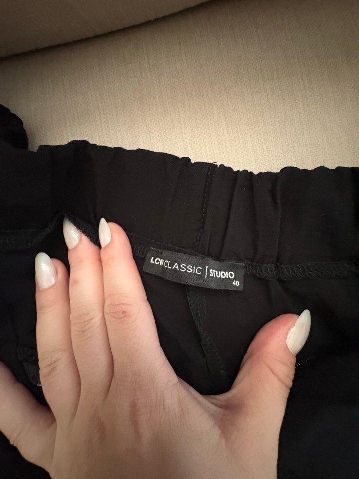 Düğmeli Siyah 40 Beden Keten Şort - Görsel 3