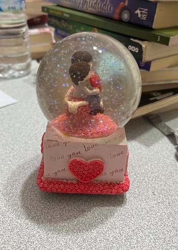 Renkli Pembe Aşk Temalı Kar Küresi - Görsel 2